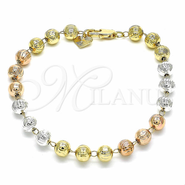 Rosario de Pulsera 03.351.0070.07 Oro Laminado, Diamantado, Tres Tonos