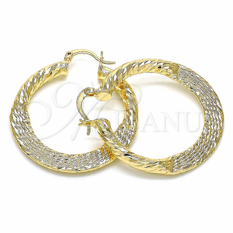 Argolla Mediana 02.170.0289.35 Oro Laminado, Diseño de Hueco, Diamantado, Tono Dorado