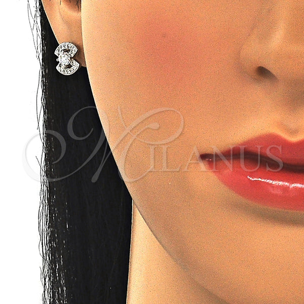 Arete Dormilona 02.369.0006 Plata Rodinada, con Zirconia Cubica Blanca, Pulido, Rodinado