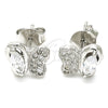 Arete Dormilona 02.369.0007 Plata Rodinada, Diseño de Mariposa, con Zirconia Cubica Blanca y Micro Pave Blanca, Pulido, Rodinado