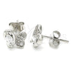 Arete Dormilona 02.369.0007 Plata Rodinada, Diseño de Mariposa, con Zirconia Cubica Blanca y Micro Pave Blanca, Pulido, Rodinado