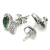 Arete Dormilona 02.369.0007.2 Plata Rodinada, Diseño de Mariposa, con Verde Zirconia Cubica and Blanca Micro Pave, Pulido, Rodinado