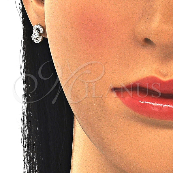 Arete Dormilona 02.369.0008 Plata Rodinada, con Zirconia Cubica Blanca, Pulido, Rodinado