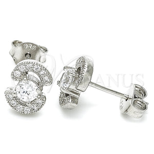Arete Dormilona 02.369.0008 Plata Rodinada, con Zirconia Cubica Blanca, Pulido, Rodinado
