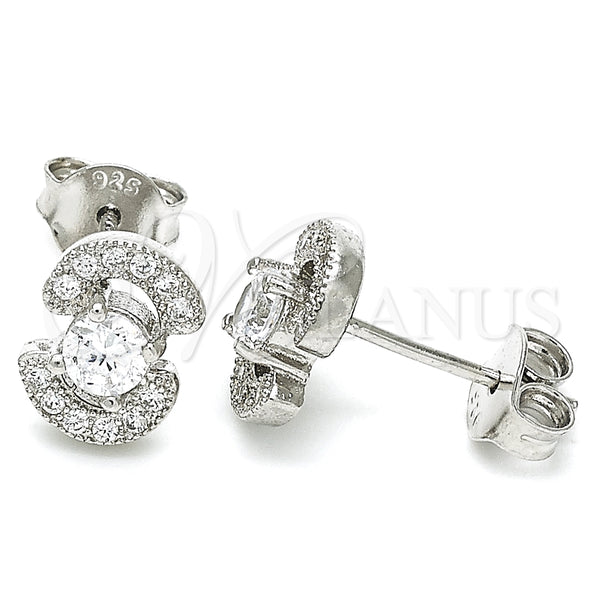 Arete Dormilona 02.369.0008 Plata Rodinada, con Zirconia Cubica Blanca, Pulido, Rodinado
