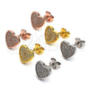 Arete Dormilona 02.369.0014 Plata Rodinada, Diseño de Corazón, con Micro Pave Blanca, Pulido, Rodinado