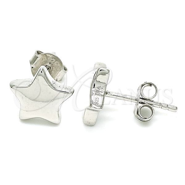 Arete Dormilona 02.369.0017 Plata Rodinada, Diseño de Estrella, Pulido, Rodinado
