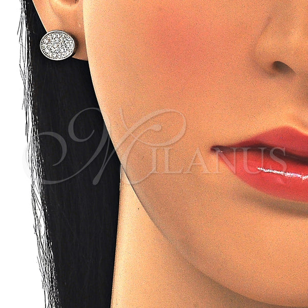 Arete Dormilona 02.369.0018 Plata Rodinada, con Zirconia Cubica Blanca, Pulido, Rodinado