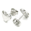 Arete Dormilona 02.369.0019 Plata Rodinada, Diseño de Corazón, Pulido, Rodinado
