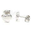 Arete Dormilona 02.369.0019 Plata Rodinada, Diseño de Corazón, Pulido, Rodinado