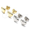 Arete Dormilona 02.369.0019 Plata Rodinada, Diseño de Corazón, Pulido, Rodinado