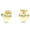 Arete Dormilona 02.369.0019.1 Plata Rodinada, Diseño de Corazón, Pulido, Tono Dorado