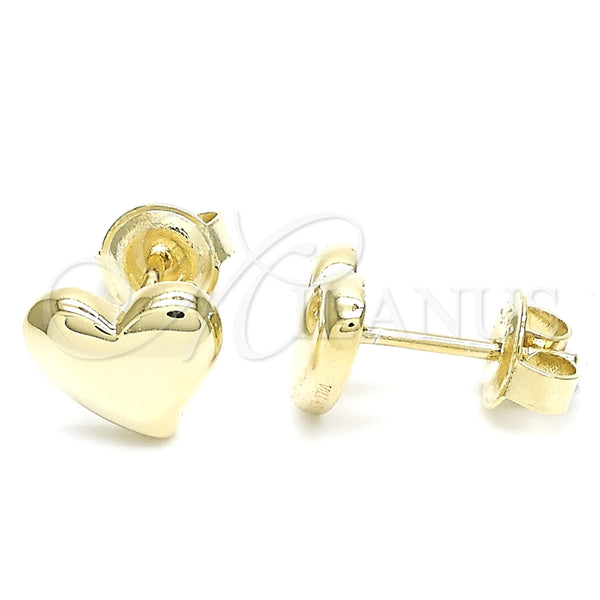 Arete Dormilona 02.369.0019.1 Plata Rodinada, Diseño de Corazón, Pulido, Tono Dorado