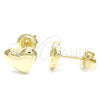 Arete Dormilona 02.369.0019.1 Plata Rodinada, Diseño de Corazón, Pulido, Tono Dorado