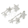 Arete Dormilona 02.369.0031 Plata Rodinada, Diseño de Estrella, con Micro Pave Blanca, Pulido, Rodinado