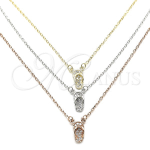 Collares con Dije 04.369.0001.18 Plata Rodinada, Diseño de Zapato, con Zirconia Cubica Blanca, Pulido, Tres Tonos (Grosor 01 MM, 18 Pulgadas de Largo)
