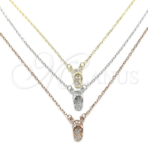 Collares con Dije 04.369.0001.18 Plata Rodinada, Diseño de Zapato, con Zirconia Cubica Blanca, Pulido, Tres Tonos (Grosor 01 MM, 18 Pulgadas de Largo)