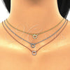 Collares con Dije 04.369.0002.18 Plata Rodinada, Diseño de Manzana, con Zirconia Cubica Blanca, Pulido, Tres Tonos (Grosor 01 MM, 18 Pulgadas de Largo)