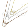Collares con Dije 04.369.0002.18 Plata Rodinada, Diseño de Manzana, con Zirconia Cubica Blanca, Pulido, Tres Tonos (Grosor 01 MM, 18 Pulgadas de Largo)