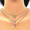 Collares con Dije 04.369.0005.18 Plata Rodinada, Diseño de Corazón, con Zirconia Cubica Blanca, Pulido, Tres Tonos (Grosor 01 MM, 18 Pulgadas de Largo)