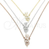 Collares con Dije 04.369.0005.18 Plata Rodinada, Diseño de Corazón, con Zirconia Cubica Blanca, Pulido, Tres Tonos (Grosor 01 MM, 18 Pulgadas de Largo)
