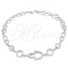 Pulsera Elegante 03.369.0001.07 Plata Rodinada, Diseño de Mano de Dios, con Zirconia Cubica Blanca, Pulido, Rodinado (Grosor 05 MM, 7 Pulgadas de Largo)