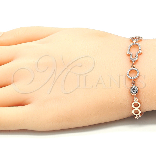 Pulsera Elegante 03.369.0001.1.07 Plata Rodinada, Diseño de Mano de Dios, con Zirconia Cubica Blanca, Pulido, Tono Rosado (Grosor 05 MM, 7 Pulgadas de Largo)