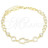 Pulsera Elegante 03.369.0001.2.07 Plata Rodinada, Diseño de Mano de Dios, con Zirconia Cubica Blanca, Pulido, Tono Dorado (Grosor 05 MM, 7 Pulgadas de Largo)