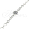 Pulsera Elegante 03.369.0002.07 Plata Rodinada, Diseño de Flor, con Zirconia Cubica Zafiro Azul y Blanca, Pulido, Rodinado (Grosor 06 MM, 7 Pulgadas de Largo)