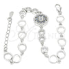Pulsera Elegante 03.369.0002.07 Plata Rodinada, Diseño de Flor, con Zirconia Cubica Zafiro Azul y Blanca, Pulido, Rodinado (Grosor 06 MM, 7 Pulgadas de Largo)