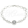 Pulsera Elegante 03.369.0002.07 Plata Rodinada, Diseño de Flor, con Zirconia Cubica Zafiro Azul y Blanca, Pulido, Rodinado (Grosor 06 MM, 7 Pulgadas de Largo)