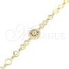 Pulsera Elegante 03.369.0002.3.07 Plata Rodinada, Diseño de Flor, con Zirconia Cubica Zafiro Azul y Blanca, Pulido, Tono Dorado (Grosor 06 MM, 7 Pulgadas de Largo)