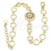 Pulsera Elegante 03.369.0002.3.07 Plata Rodinada, Diseño de Flor, con Zirconia Cubica Zafiro Azul y Blanca, Pulido, Tono Dorado (Grosor 06 MM, 7 Pulgadas de Largo)