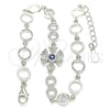 Pulsera Elegante 03.369.0003.07 Plata Rodinada, con Zirconia Cubica Zafiro Azul y Blanca, Pulido, Rodinado (Grosor 06 MM, 7 Pulgadas de Largo)