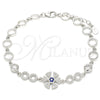Pulsera Elegante 03.369.0003.07 Plata Rodinada, con Zirconia Cubica Zafiro Azul y Blanca, Pulido, Rodinado (Grosor 06 MM, 7 Pulgadas de Largo)