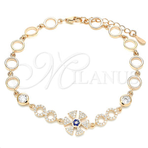 Pulsera Elegante 03.369.0003.1.07 Plata Rodinada, con Zirconia Cubica Zafiro Azul y Blanca, Pulido, Tono Rosado (Grosor 06 MM, 7 Pulgadas de Largo)