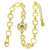 Pulsera Elegante 03.369.0003.2.07 Plata Rodinada, con Zirconia Cubica Zafiro Azul y Blanca, Pulido, Tono Dorado (Grosor 06 MM, 7 Pulgadas de Largo)