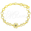 Pulsera Elegante 03.369.0003.2.07 Plata Rodinada, con Zirconia Cubica Zafiro Azul y Blanca, Pulido, Tono Dorado (Grosor 06 MM, 7 Pulgadas de Largo)