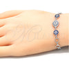 Pulsera Elegante 03.369.0004.07 Plata Rodinada, con Zirconia Cubica Zafiro Azul y Blanca, Pulido, Rodinado (Grosor 06 MM, 7 Pulgadas de Largo)