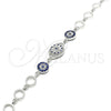 Pulsera Elegante 03.369.0004.07 Plata Rodinada, con Zirconia Cubica Zafiro Azul y Blanca, Pulido, Rodinado (Grosor 06 MM, 7 Pulgadas de Largo)