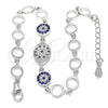Pulsera Elegante 03.369.0004.07 Plata Rodinada, con Zirconia Cubica Zafiro Azul y Blanca, Pulido, Rodinado (Grosor 06 MM, 7 Pulgadas de Largo)