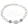 Pulsera Elegante 03.369.0004.07 Plata Rodinada, con Zirconia Cubica Zafiro Azul y Blanca, Pulido, Rodinado (Grosor 06 MM, 7 Pulgadas de Largo)