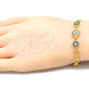 Pulsera Elegante 03.369.0004.2.07 Plata Rodinada, Diseño de Flor, con Zirconia Cubica Zafiro Azul y Blanca, Pulido, Tono Dorado (Grosor 06 MM, 7 Pulgadas de Largo)