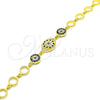 Pulsera Elegante 03.369.0004.2.07 Plata Rodinada, Diseño de Flor, con Zirconia Cubica Zafiro Azul y Blanca, Pulido, Tono Dorado (Grosor 06 MM, 7 Pulgadas de Largo)