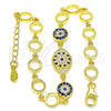 Pulsera Elegante 03.369.0004.2.07 Plata Rodinada, Diseño de Flor, con Zirconia Cubica Zafiro Azul y Blanca, Pulido, Tono Dorado (Grosor 06 MM, 7 Pulgadas de Largo)