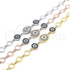 Pulsera Elegante 03.369.0004.2.07 Plata Rodinada, Diseño de Flor, con Zirconia Cubica Zafiro Azul y Blanca, Pulido, Tono Dorado (Grosor 06 MM, 7 Pulgadas de Largo)
