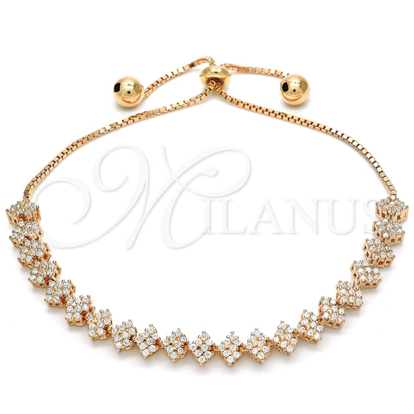 Pulsera Elegante 03.369.0005.1.10 Plata Rodinada, con Zirconia Cubica Blanca, Pulido, Tono Rosado (Grosor 01 MM, 10 Pulgadas de Largo)