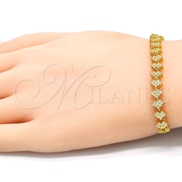 Pulsera Elegante 03.369.0005.2.10 Plata Rodinada, con Zirconia Cubica Blanca, Pulido, Tono Dorado (Grosor 01 MM, 10 Pulgadas de Largo)