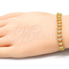 Pulsera Elegante 03.369.0005.2.10 Plata Rodinada, con Blanca Zirconia Cubica, Pulido, Tono Dorado (01 MM Thickness, 10 Inches Length)