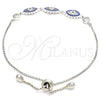 Pulsera Elegante 03.369.0006.10 Plata Rodinada, con Zirconia Cubica Zafiro Azul y Blanca, Pulido, Rodinado (Grosor 01 MM, 10 Pulgadas de Largo)